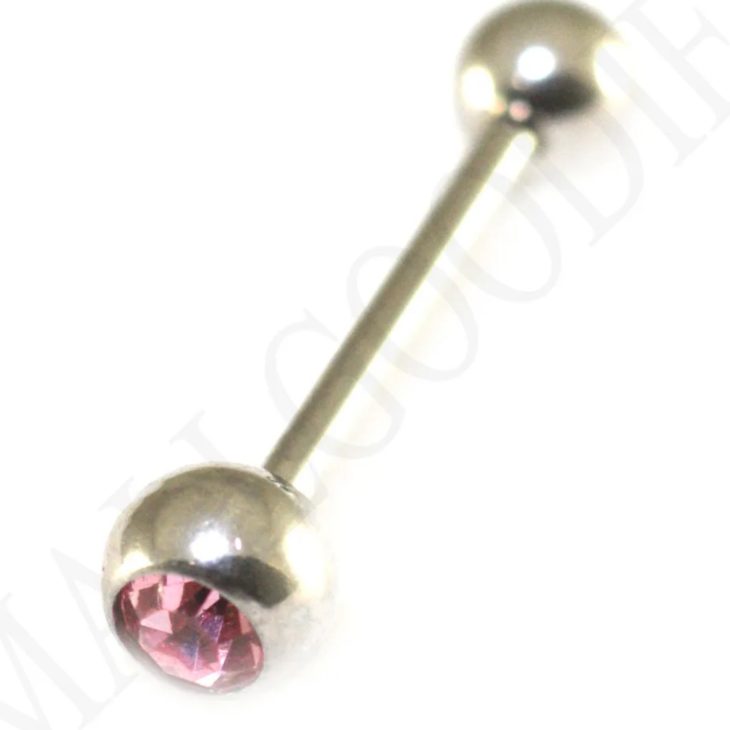 Surgical Steel Gem Jewels Tongue Rings Barbells Metal Bars Purple